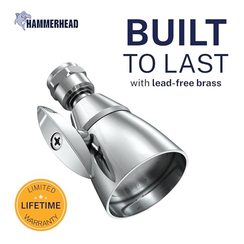 HammerHead Showers® Solid Metal 2 Inch High Pressure Shower Heads - CHROME – 2.5 GPM Shower Heads High Pressure - High Flow Shower Head with ADJUSTABLE SPRAY PATTERN - Fixed Shower Head - color: Chrome, size: 2.5 GPM Standard
