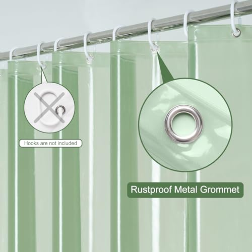 UFRIDAY Green Clear Shower Curtain Liner 72 x 72 inches,Pastic Standard Shower Curtain Liner 12 Rust Resistant Metal Grommets, 5 Weighted Magnet Hem,Mint, Green - color: Green Clear, size: 72"W x 72"L (Pack of 1)