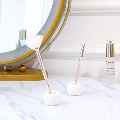 Mini Ceramics Toothbrush Holder Stand for Bathroom Vanity Countertop, Handmade Couple Toothbrush Head Holder, Shaver Holder and Office Pen Holder, 2-Piece Set White - color: White&white
