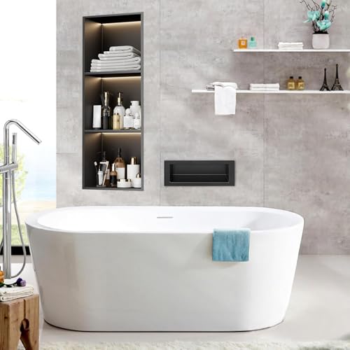 Stainless Steel Shower Niche Insert Tile Ready Recessed Wall Shelf with LED Light Strips No Tile Needed Multiroom Storage Cabinet