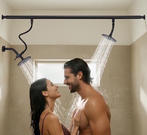 All Metal High Pressure Dual Shower Head for Couples (Matte Black) | Ideal for Couples, All Metal Construction, High Pressure, No Professional Plumber Needed - color: Matte Black