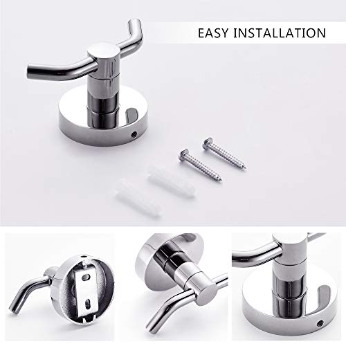 MARMOLUX ACC - Chrome Bathroom Hooks for Towels | Modern Double Towel Hook Design Ideal for use as Robe & Towel Hooks, Shower Wall Hooks or Kitchen Hooks | Towel Holder Double Hook Design. - color: Chrome
