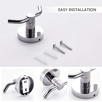 MARMOLUX ACC - Chrome Bathroom Hooks for Towels | Modern Double Towel Hook Design Ideal for use as Robe & Towel Hooks, Shower Wall Hooks or Kitchen Hooks | Towel Holder Double Hook Design. - color: Chrome