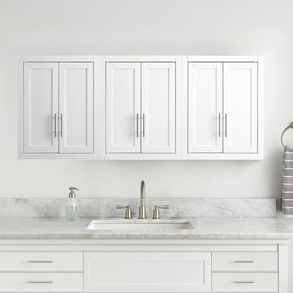 Crosley Furniture Savannah 3-Piece Wall Storage Cabinet, Cabinets for Laundry, Bathroom, Kitchen, White - color: White, style: 3-Piece Kitchen Cabinet