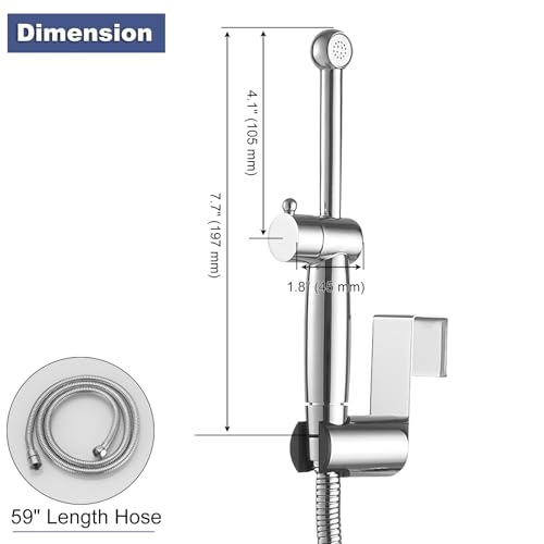Chrome Bidet Sprayer Set,Handheld Bidet Taps | Attachment for Toilet,Solid Brass,Adjustable Water Pressure,Multi-use Sprayer for Feminine Care,Cloth Diaper & Pet Washing - color: Polished Chrome