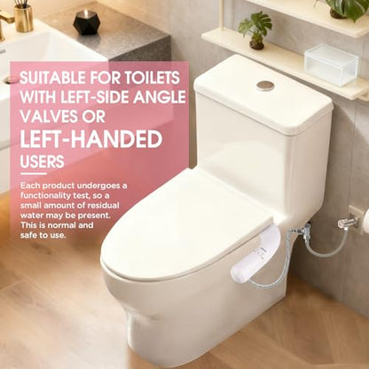 Jamini Left-Hand Ultra-Slim Toilet Bidet Attachment, Non-Electric, Dual Nozzles for Rear and Female Front Wash, Adjustable Single Cold Water Pressure, 0.23" Slim Profile, Detachable for Easy Cleaning - style: Diamond Knob – Left