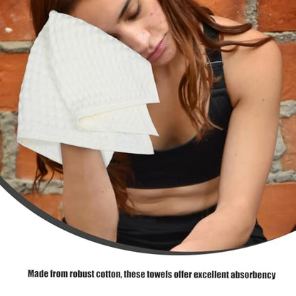 Toddmomy 4 Pcs Cotton Waffle Bath Towels White Lightweight and Suitable for Sensitive Skin Quick-Drying Facecloths for Bathroom, Spa, and Travel Use
