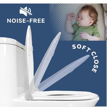 JINGZE Round Toddler Toilet Seat Adult/Child,Built-In Potty Training Seat, Soft Quiet Close Non-Slip Seat, Easy to Install & Clean,Magnetic Kids Seat and Cover,White - color: White, size: Round 16.5inch with Baby Seat