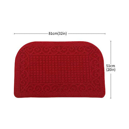 COSYHOMER 32x20 Half Round Kitchen Rug,Non Slip Washable Mat,Burgundy 2PCS | Polypropylene tufted textile,small half circle rug,kitchen sink mat,Kitchen floor mat - color: Burgundy 2pcs, size: 1'8" x 2'8" (Semicircular)