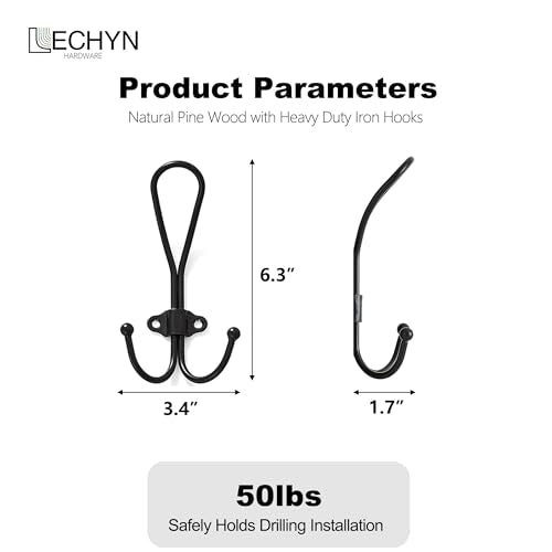 Farmhouse Black Coat Hooks Wall Mount, Rustic Large Heavy Duty Metal Wall Hooks for Hanging Jackets, Clothing, Backpacks, and Purses - color: Black Metal Wall Hooks