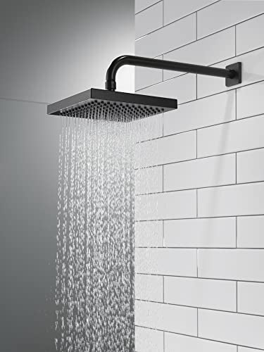 Delta Matte Black Rain Shower Head, 8 Inch Square Shower Head Rainfall, Overhead Rain Showerhead, 2.5 GPM Flow Rate, Matte Black RP50841BL - color: Matte Black, size: 2.5 GPM Water Flow