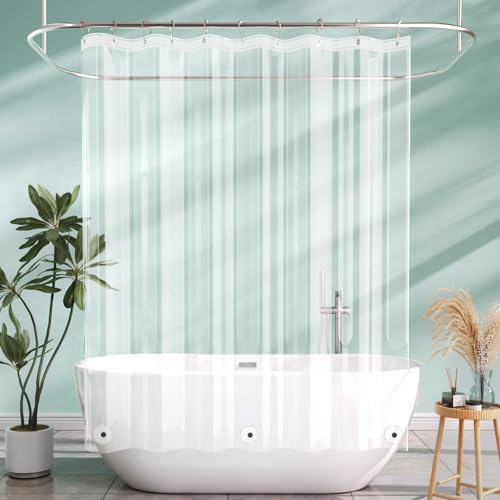 AmazerBath Camper Shower Curtain Liner 60x64, Clear Shower Curtain Liner, Waterproof Plastic Shower Liner, Cute Lightweight PEVA Shower Curtain with 3 Magnets and 10 Rustproof Metal Grommets - color: Clear, size: 60"W x 64"L (Pack of 1)