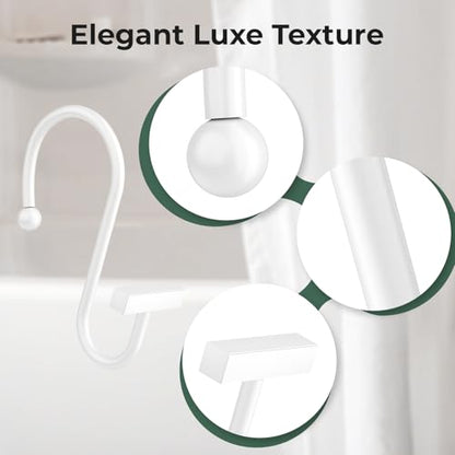 Bathway Shower Curtain Hooks, Shower Curtain Rings Rust Proof, 12PCS Shower Hooks for Shower Curtain, T-Bar Design Convenient Elegant Shower Curtain Hangers for Bathroom Kitchen Wardrobe, White - color: White