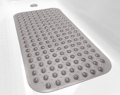 Medium Non-Slip Bathtub & Shower Mat 31x16 (Smooth/Non-Textured Tubs Only) Safe, Clean, Machine-Washable, Superior Grip&Drainage, Vinyl, Transparent Gray (Grey) - color: Transparent Gray (Grey), size: Large (31"x16")