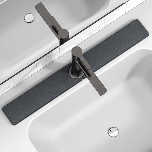 Premium Stone Faucet Mat for Kitchen Sink, 30" x 4" Dark Gray | Quick Drying & Water Absorbent, Sink Splash Guard Tray for Prevents Moisture Buildup - color: Dark Gray, size: 30" x 4"
