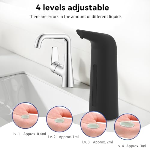 Automatic Soap Dispenser, 13oz/400ml for Bathroom & Kitchen No Touch | Plastic Material Soap Holder,4-Level Adjustable Touchless Hand Soap Dispenser ,Battery Operated Electric Dispenser - color: Black