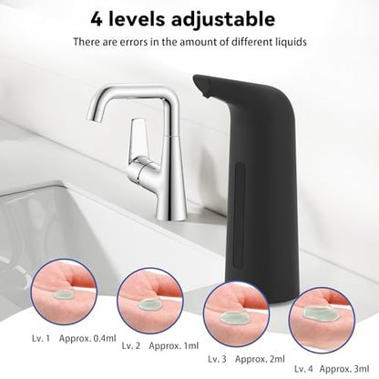 Automatic Soap Dispenser, 13oz/400ml for Bathroom & Kitchen No Touch | Plastic Material Soap Holder,4-Level Adjustable Touchless Hand Soap Dispenser ,Battery Operated Electric Dispenser - color: Black