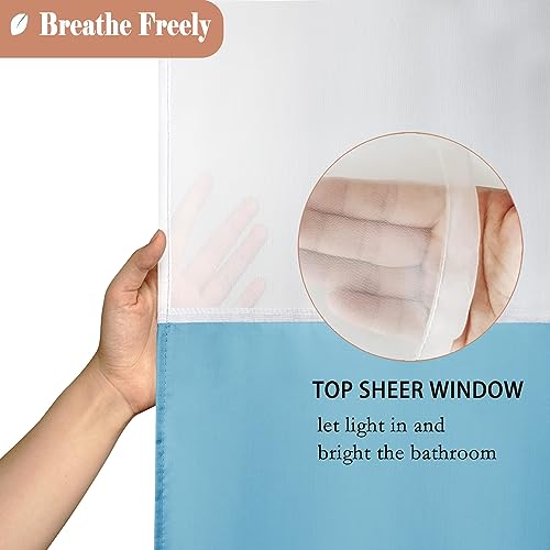 UFRIDAY Long Shower Curtain with Mesh Window 72 x75 inches,Light Blue Fabric Shower Curtain for Bathroom, Water Repellent,Rust Resistant Grommets, Fits Standard Bath Tub and Showers - color: Light Blue, size: 72"W x 75"L (Pack of 1)