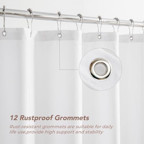 Felisa Short Fabric Shower Curtain Liner with 6 Magnets,72W x 65L, Waterproof & Hotel Quality Shower Liner for Bathroom,Soft Cloth Shower Curtain Liners,Machine Washable,White,Cortinas de Baño - size: 72"W x 65"L (Pack of 1)