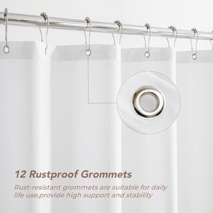 Felisa Short Fabric Shower Curtain Liner with 6 Magnets,72 Width x 64 Length, Waterproof & Hotel Quality Shower Liner for Bathroom,Soft Cloth,Machine Washable,White,Cortinas de Baño - size: 72"W x 64"L (Pack of 1)