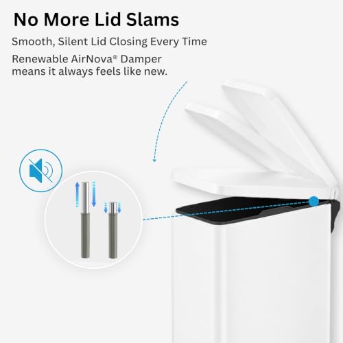 iTouchless 3 Gal Nursery Waste Bin | Step Pedal Diaper Trash Can | White | Foot-Operated Lid Opens Instantly | Whisper-Quiet AirNova Damper | Removable Liner Bucket | Crisp Finish Suits Light Decor - color: Chalk White