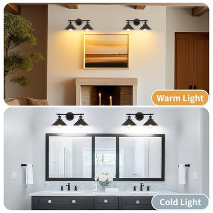Black Bathroom Light Fixture, 2-Light Farmhouse Vanity Lights for Bathroom | Solid Metal, 20" Matte Black Bathroom Light Fixtures, Industrial Wall Sconce, Vanity Lighting Fixtures over Mirror Kitchen - size: 2-Light