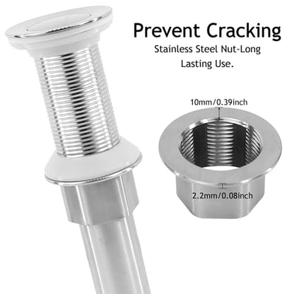 Bathroom Sink Drain,Drain Stopper Bathroom Sink Without Overflow,Small Cap Pop Up Drain Assembly with Detachable Strainer Basket,Built-in Anti-Clogging, Stainless Steel Nut Brushed Nickel - color: Brushed Nickel-small Cap, style: Without Overflow