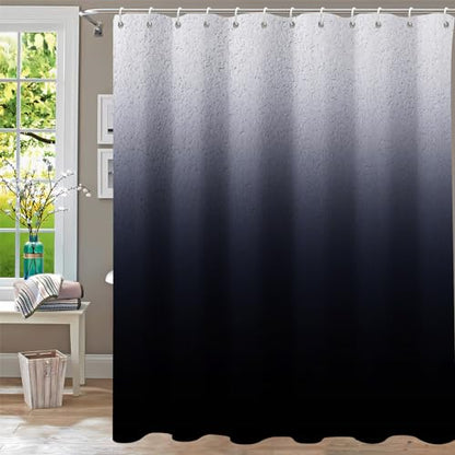Black Ombre Diatomaceous Earth Shower Curtain Set, 72x72 Inch, Rustic Farmhouse Style for Bathroom - color: Diatomaceous Black, size: 72"W x 72"L (Pack of 1)