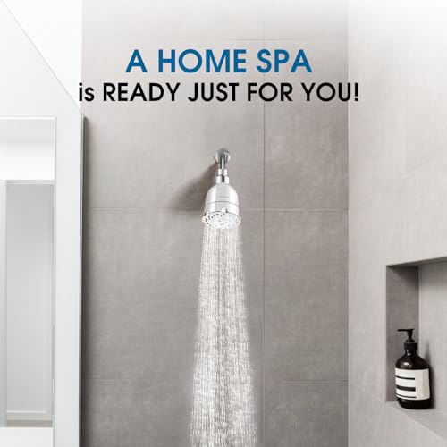 High Pressure Boosting Shower Head, ALOHOME 6 Powerful Spray Settings - Perfect for Low Water Pressure Homes, 3.6" Luxury Modern Chrome Finished Shower Head with 360° Adjustable Brass Ball Joint - color: Chrome