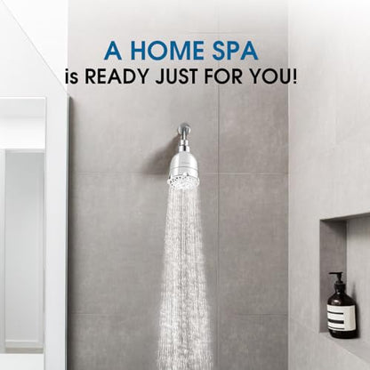 High Pressure Boosting Shower Head, ALOHOME 6 Powerful Spray Settings - Perfect for Low Water Pressure Homes, 3.6" Luxury Modern Chrome Finished Shower Head with 360° Adjustable Brass Ball Joint - color: Chrome