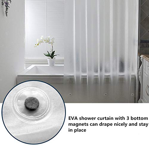 AooHome 72 W x 60 L inch Short Shower Curtain Liner, Frosted Eva Shower Curtain with Magnets, Water Repellent, Semi Transparent - color: Frosted, size: 72"W x 60"L (Pack of 1)