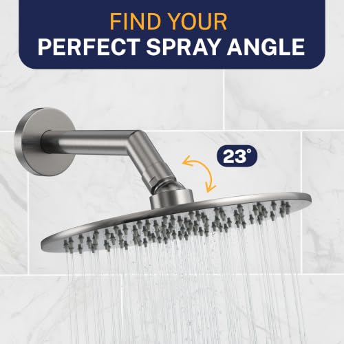 HammerHead Showers® Solid Metal 8 Inch Rainfall Shower Head – GRAY - Shower Head Rainfall - 2.5 GPM High Flow Shower Head Optimized for Pressure – Large Round Rain Shower Head - color: HammerHead Gray, size: 2.5 GPM