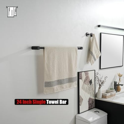 JQK Towel Bar Black, 26.5 Inch 304 Stainless Steel Thicken 0.8mm 2 Pieces Towel Rack Bathroom Wall Mount, Useable Length 24 Inch, TB610L24-PB - color: Black, size: 26.5 Inch