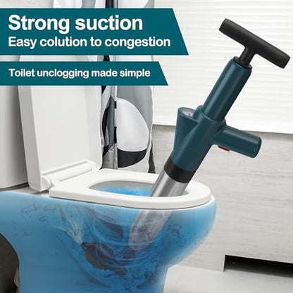 Vertdens Toilet Plunger，Toilet Plunger Air Drain Blaster, High Pressure Drain Plumb Plunger Gun,High Pressure Air Drain Blaster Gun with Real-Time Barometer,Stainless Steel Air Plungers