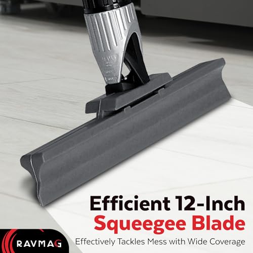 Silicone Floor Squeegee with 55-Inch Long Handle, 12-Inch Single Cast Silicone Blade, 360° Swivel Joint - Multifunction Floor Squeegee for Garage, Concrete Floor, Shower Floor, Glass Windows - size: 12 Inch Blade - 1 Piece Handle