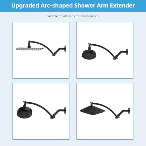 Hibbent All Metal 10'' Shower Head Extension Arm, Oil Rubbed Bronze | Solid Brass Adjustable Shower Arm with Lock Joint, Flexible Height & Angle, Universal Connection Shower Head Extender - color: Oil Rubbed Bronze, size: 10 Inch