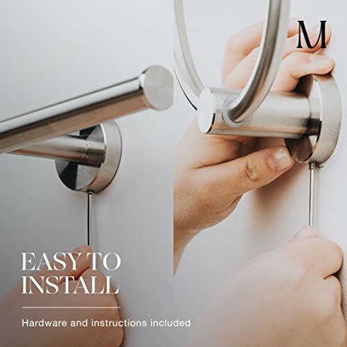 MARMOLUX ACC 2-Pc Bathroom Hardware Set - Hand Towel Holder for Bathroom Wall - Toilet Paper Holder Stand Wall Mount - Towel Holder Hanger Rack Stainless Steel Bathroom Set Towel Ring - Brushed Steel - color: Brushed Steel, size: 2pc Bundle