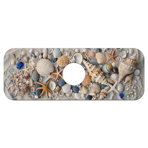 Faucet Fast Absorbent Pad - Beach Sand Shells Starfish , Suitable For Kitchen, Bathroom, Island And Other Scenes - color: Beach Sand Shells Starfish