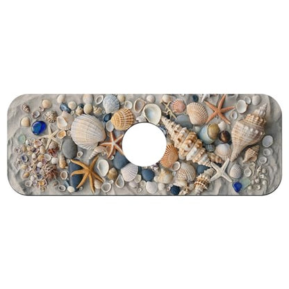 Faucet Fast Absorbent Pad - Beach Sand Shells Starfish , Suitable For Kitchen, Bathroom, Island And Other Scenes - color: Beach Sand Shells Starfish