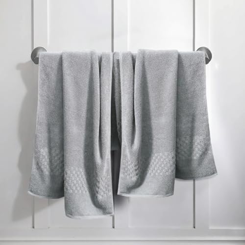 Feather & Stitch 100% Cotton 625 GSM Bath Towel Set of 6, Ultra Soft Highly Absorbent 2 Bath Towels, 2 Hand Towels & 2 Washcloth - Luxury Quick Dry Shower Towels (Grey) - color: Grey