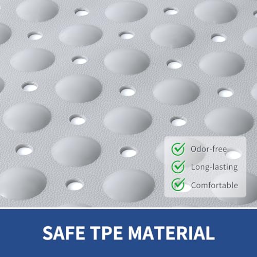 OTHWAY Extra Large Shower Mat 47"x 32", TPE Non Slip Shower Mat for Shower Stall, Inside Walk in Shower Mats with Drain Holes Suction Cups, Anti-Slip for Elderly (Light Grey) - color: Light Grey