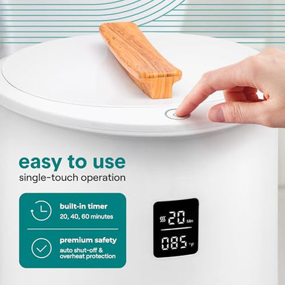 SereneLife Digital Display Bucket Towel Warmers, White Large Towel Warmer for Spa and Bathroom, Luxury Towel Heater Gifts for Him & Her, Auto Shut-Off, Fits 2 large, Blankets, Bathrobes - color: Oak Grain