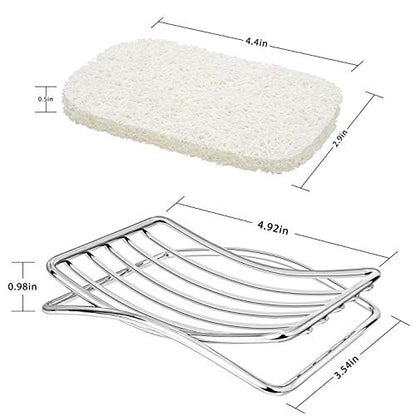 Soap Dish Stainless Steel Bar Soap Holder for Shower Bathroom, Self-draining Soap Dishes Sponge Holder for Kitchen Sink, Easy Cleaning Quick Dry with White Soap Saver - color: White-arch 1p
