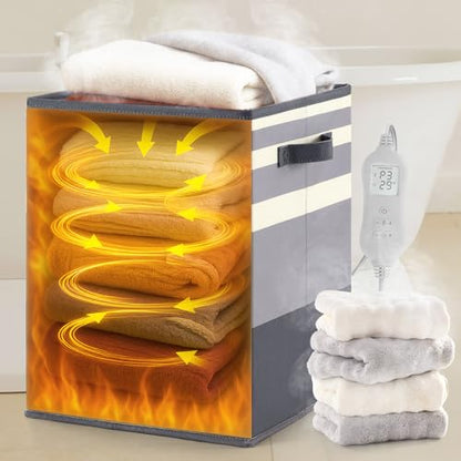 Foldable 40L Large Towel Warmer Bucket，360° Even Heating SPA Towel Warmers for Bathroom, Fast Heating with 4 Modes & 30/60/90 Min Presets & Auto Shut-Off, Gift Box - color: Gradient Grey