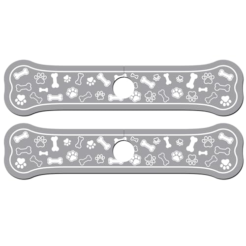 2Pcs Bone Shape Kitchen Sink Splash Guard Faucet Mat Dog Paw Dog Pattern Faucet Mat for Bathroom Kitchen 5.51x23.62In - color: Bone Shape