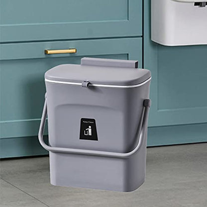 Hanging Trash Bin Wall Mounted Waste Bin Gargabe Waste Can for Bathroom Kitchen (Grey with Handle) - color: Grey With Handle