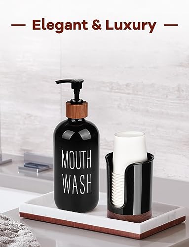 Premium Bathroom Cup Dispenser - Compact Cup Holder for Dixie Cups 3 oz Cups, 3 4 Ounce Mouthwash Cup Dispenser - PC/Walnut,Black, Pack of 1 - color: Black/Walnut/1Pack