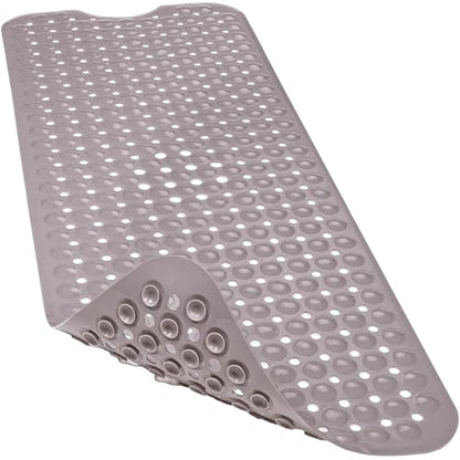 Bathtub and Shower Mats, 40x16 Inch Extra Large Non Slip Soft Bath Tub Mat with Suction Cups and Drain Holes for Bathroom Floor and Keep Tubs Clean, Machine Washable, Tan - color: Tan