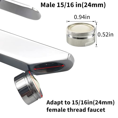 Bathroom Sink Aerator,2.2 GPM Faucet Aerator, Made of Solid Brass and Stainless Steel,15/16 Inch Male Thread Faucet Replacement with Gasket,For Kitchen and Bathroom,6PCS(Silvery) - style: Male-6PCS