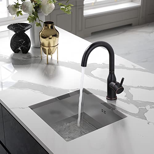 WOWOW 1 Hole Bar Faucet Single Handle Bar Sink Faucet Oiled Rubbed Bronze RV Kitchen Faucet with Supply Hose Small Kitchen Tap - color: Oiled-Rubbed Bronze
